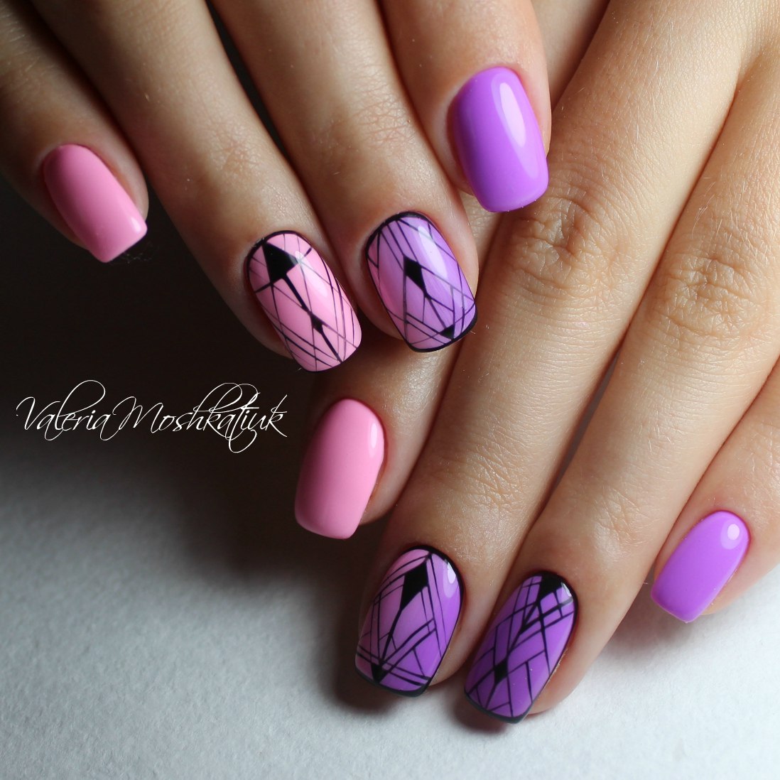 Дизайн Ногтей Розовый С Фиолетовым Цветом