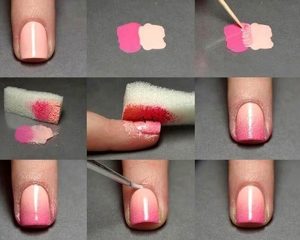 Фото инструкция по нанесению градиента на ногти